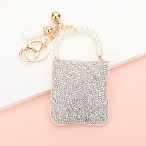Bling Pearl Handle Bag Tassel Keychain
